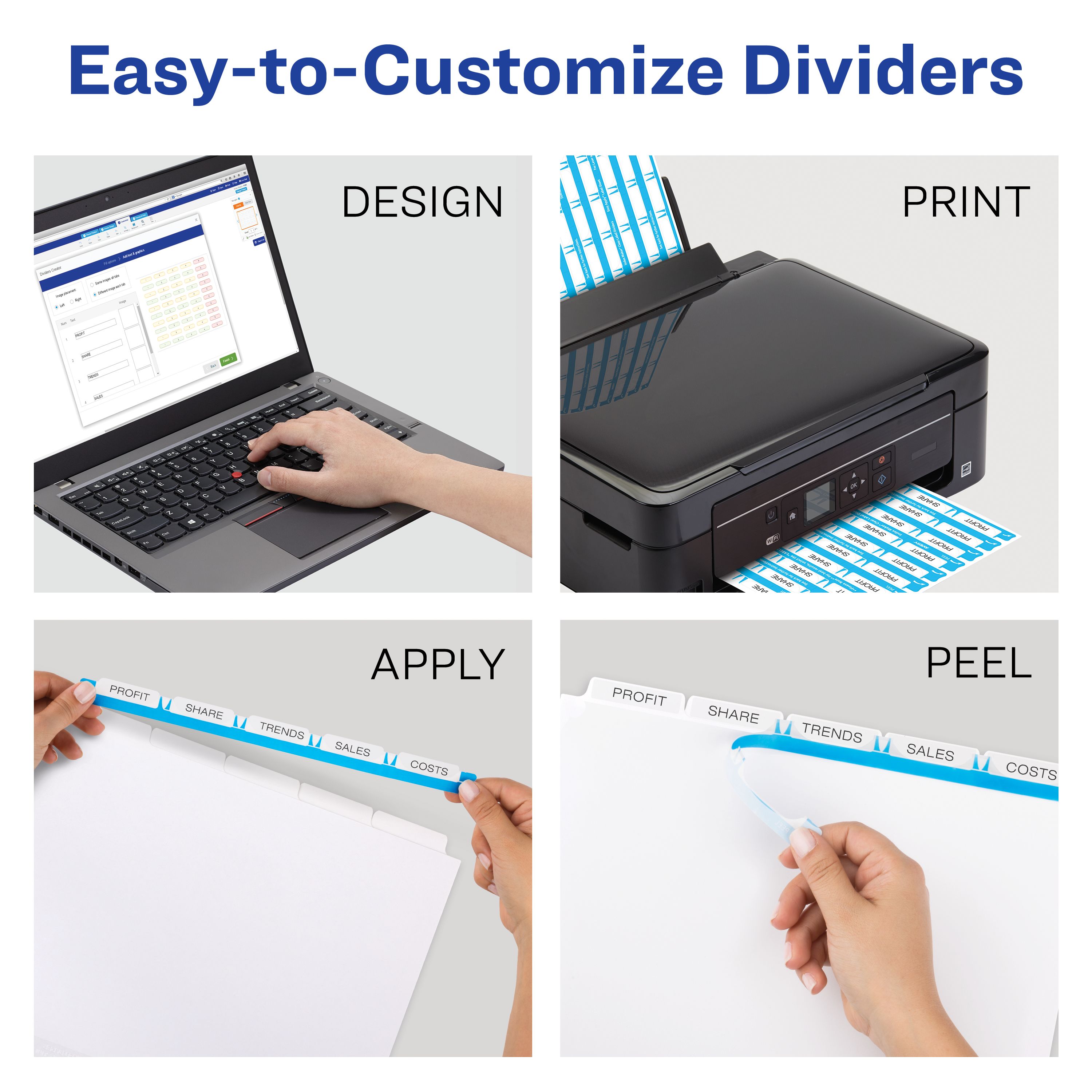 Avery Print & Apply Extra-Wide Dividers 5 Tabs (11440) | Avery